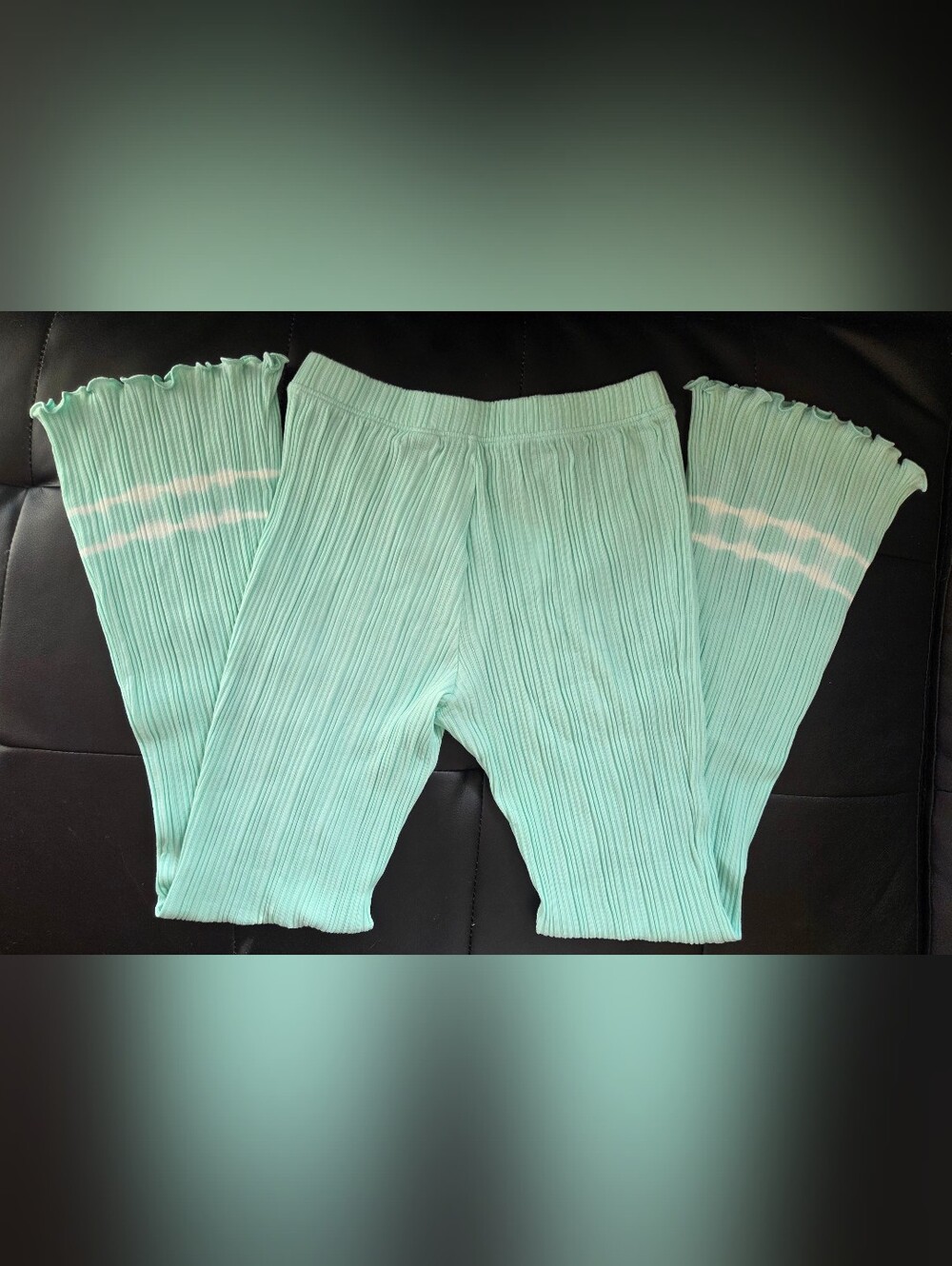 Old Navy Mint Ribbed Flare Leggings with White Stripe Detail